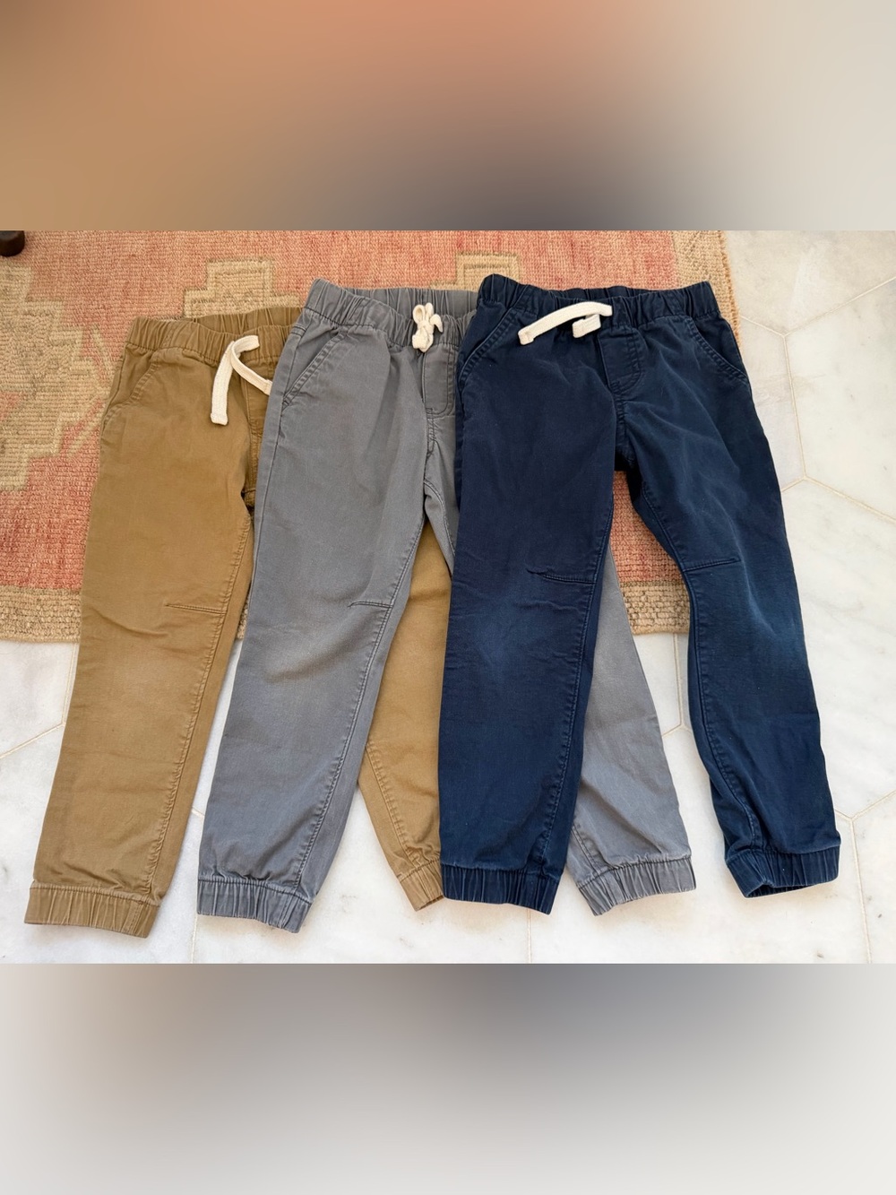 Kids Elastic Waist Jogger Pants - Navy, Gray, Tan